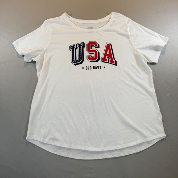 Old Navy Tops - Old Navy Everywear Womens XL White USA Graphic T-Shirt Short Sleeve Patriotic
